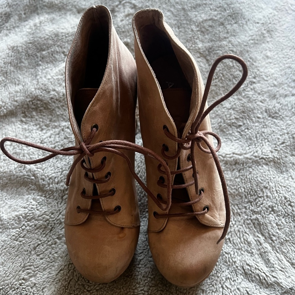 Aldo Tan Lace-Up Ankle Booties